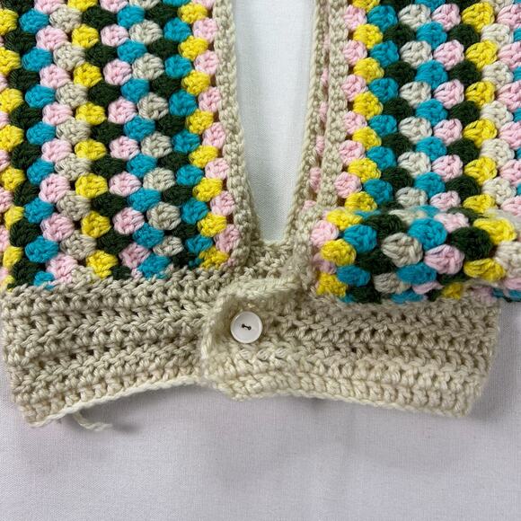 Handmade Crochet Granny Square Shrug Bolero XXS Tie Back Boho Festival Crop Top - Picture 7 of 11